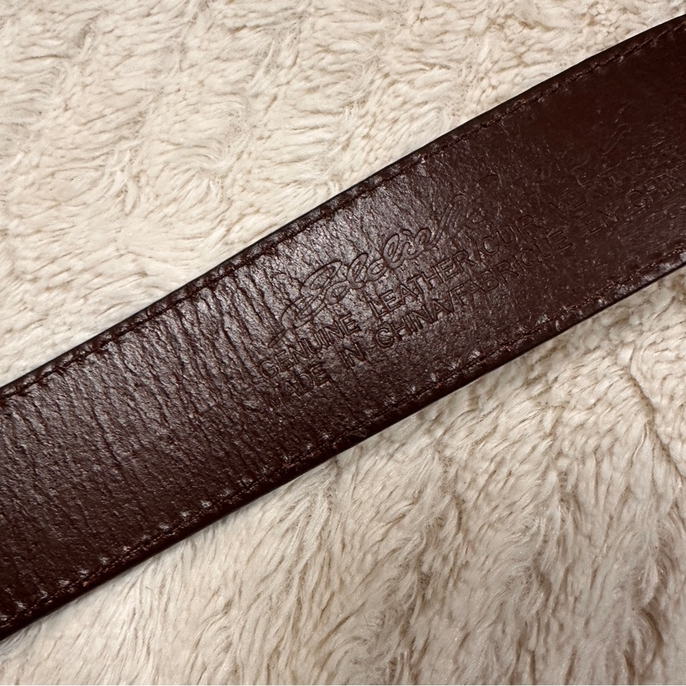 Eddie Bauer Mens Brown Genuine Leather Brass Buckle Belt Size M - Picture 5 of 8